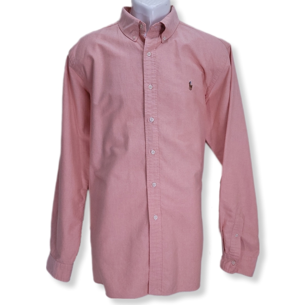 Ralph Lauren Blue Label Mens XL Shirt Peach Button Down Long Sleeve Classic Fit